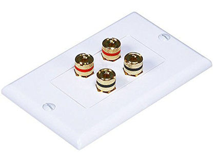 Picture of Monoprice High Quality Banana Binding Post Two-Piece Inset Wall Plate for 2 Speakers - Coupler Type
