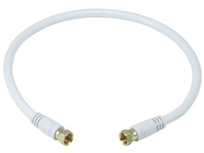 Picture of Monoprice 105360 75 Ohm Quad Shielded CL2 F-Type Coaxial RF Cable, 1.5ft, White