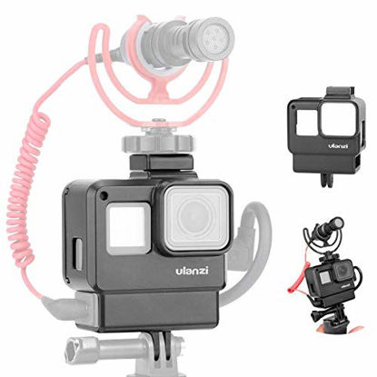 Picture of ULANZI V2 Housing Case Vlogging Frame with Microphone Cold Shoe Mount Compatible for GoPro Hero 7 6 5 Mic Audio Adapter Action Camera Accessories