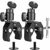 Picture of ChromLives Camera Clamp Mount Ball Head Monitor Clamp Super Clamp and Mini Ball Head Hot Shoe Mount with 1/4''-20 Tripod Screw for LCD/DV Monitor, LED Lights, Flash,Microphone and More 2Pack