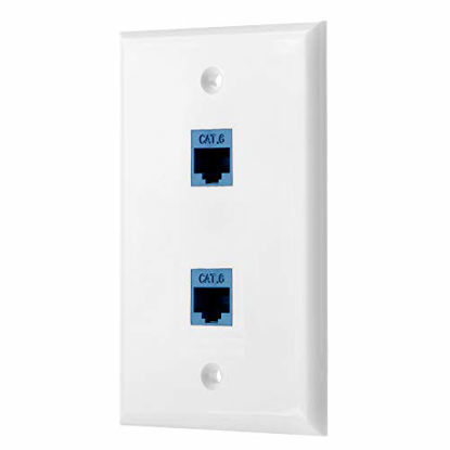 Picture of Sancable - Ethernet Wall Plate, 2 Port Cat6 Keystone Female to Female - White