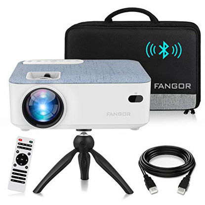 Picture of FANGOR HD Bluetooth Projector, 2021 upgraded 5500 Lux Portable LCD Projector with Carrying Bag and Tripod, Compatible with Smartphone, TV Stick, Roku, PS4, Xbox, Full HD 1080P Supported