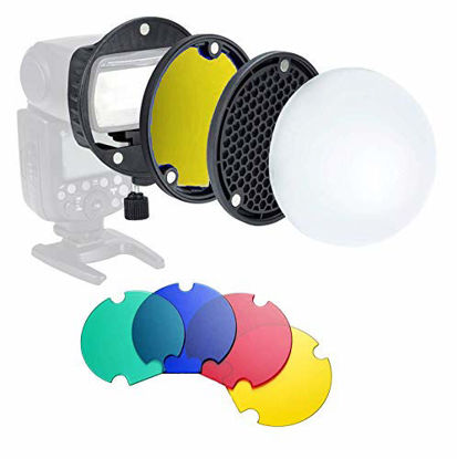 Picture of TRIOPO MagDome Color Filter Reflector Honeycomb Diffuser Ball Photo Accessories Kits for GODOX YONGNUO Flash Replace AK-R1 S-R1,Compatibility for Godox YONGNUO TRIOPO etc. Square Flash