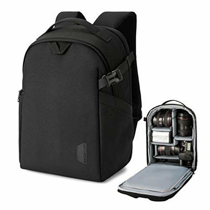 Picture of BAGSMART Camera Backpack, DSLR SLR Camera Bag Fits up to 13.3 Inch Laptop Water Resistant with Rain Cover, Tripod Holder for Women and Men, Black