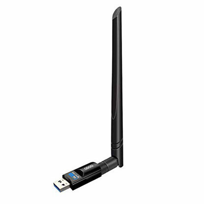 Picture of USB Wifi Adapter 1200Mbps QGOO USB 3.0 Wifi Dongle 802.11 ac Wireless Network Adapter with Dual Band 2.42GHz/300Mbps 5.8GHz/866Mbps 5dBi High Gain Antenna for Desktop Windows XP/Vista/7/8/10 Linux Mac