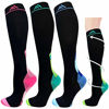 Picture of 3 Pairs Graduated Compression Socks for Women&Men 20-30mmhg Knee High Sock (Multicoloured 2, Large/X-Large(US SIZE))