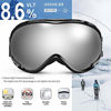 Picture of ZIONOR Lagopus Ski Snowboard Goggles UV Protection Anti Fog Snow Goggles for Men Women Youth VLT 8.6% Black Frame Silver Lens