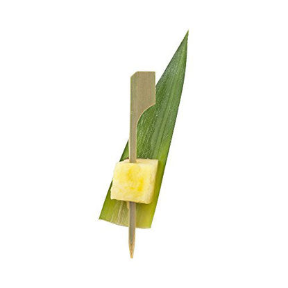 Picture of 2.75-inch Bamboo Paddle Skewers: Perfect for Serving Appetizers and Cocktail Garnishes - Natural Color - 1000-CT - Biodegradable and Eco-Friendly - Restaurantware