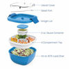 Picture of Bentgo Salad BPA-Free Lunch Container with Large 54-oz Salad Bowl, 4-Compartment Bento-Style Tray for Salad Toppings and Snacks, 3-oz Sauce Container for Dressings, and Built-In Reusable Fork (Blue)