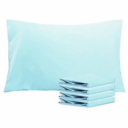 Picture of NTBAY Queen Pillowcases Set of 4, 100% Brushed Microfiber, Soft and Cozy, Wrinkle, Fade, Stain Resistant with Envelope Closure, 20"x 30", Aqua