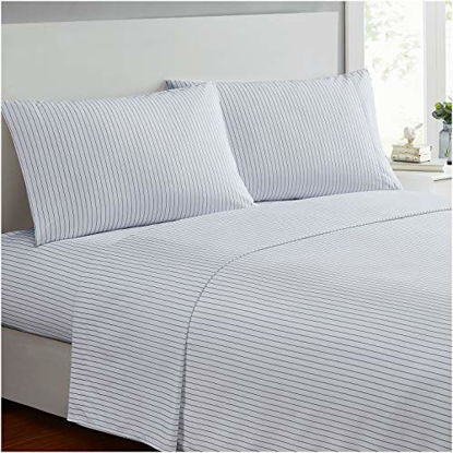 Picture of Mellanni Bed Sheet Set - Brushed Microfiber 1800 Bedding - Wrinkle, Fade, Stain Resistant - 3 Piece (Twin XL, Pin Stripe Gray)