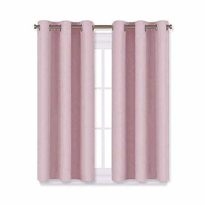 Picture of NICETOWN Blackout Curtain Panels for Girls Room, Nursery Essential Thermal Insulated Solid Grommet Top Blackout Drapes (Baby Pink=Lavender Pink, 1 Pair, 29 x 45 Inch)