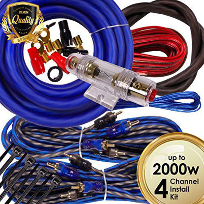 Picture of Complete 4 Channels 2000W Gravity 4 Gauge Amplifier Installation Wiring Kit Amp Pk3 4 Ga Blue - for Installer and DIY Hobbyist - Perfect for Car/Truck/Motorcycle/Rv/ATV