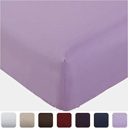 Picture of Mellanni Fitted Sheet Queen Violet - Brushed Microfiber 1800 Bedding - Wrinkle, Fade, Stain Resistant - Deep Pocket - 1 Single Fitted Sheet Only (Queen, Violet)