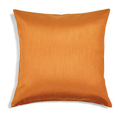 Picture of Aiking Home Solid Faux Silk Decorative Pillow Cover, Zipper Closure, 18 by 18 Inches, Orange