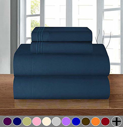 Picture of 1500 Series ULTRA SILKY SOFT LUXURY 3 pc Sheet set, Deep Pocket Up to 16" - Wrinkle Resistant - All Size and Colors , Twin Navy