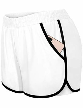 Picture of Blevonh Gym Shorts for Women,High Rise Tummy Control Oversized Running Workout Short with Undershorts Woman Cozy Fast Dry Exercising Active Wear Pants Workout Gear Women Clothing White 3XL