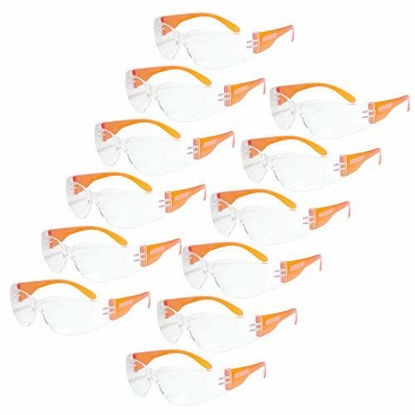 Picture of JORESTECH Eyewear Protective Safety Glasses, Polycarbonate Impact Resistant Lens Pack of 12 (Orange)