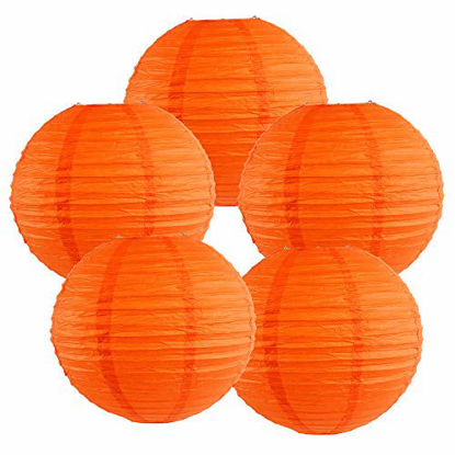 Picture of Just Artifacts 10-Inch Red Orange Chinese Japanese Paper Lanterns (Set of 5, Red Orange)
