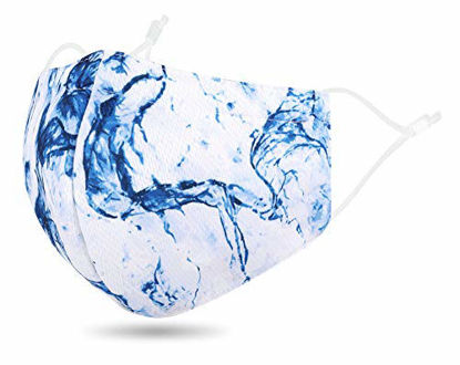 Picture of Reusable Face Bandanas Scarf Washable Mouth Face_Cover for Adult Madks, 1 Pcs_Marble Blue