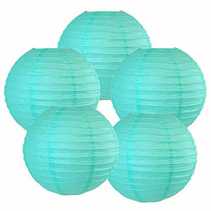 Picture of Just Artifacts 6-Inch Turquoise Chinese Japanese Paper Lanterns (Set of 5, Turquoise)