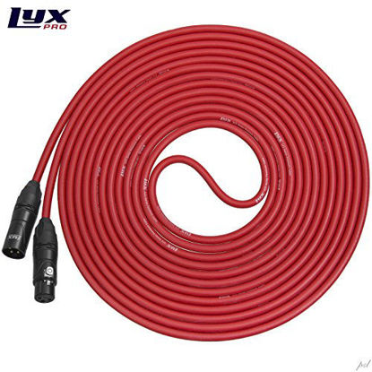 Picture of LyxPro 25 Feet XLR Microphone Cable Balanced Male to Female 3 Pin Mic Cord for Powered Speakers Audio Interface Professional Pro Audio Performance and Recording Devices - Red