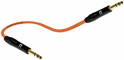 Picture of 1/4 Inch TRS to 1/4 Inch TRS Cable - 20 Feet Orange - 1/4" (6.35mm) Stereo Balanced Male to Male Connector for Powered Speakers, Audio Interface or Mixer for Live Performance & Recording