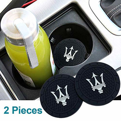 Picture of Auto sport 2.75 Inch Diameter Oval Tough Car Logo Vehicle Travel Auto Cup Holder Insert Coaster Can 2 Pcs Pack for Maserati Accessory