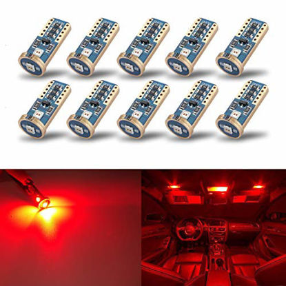 Picture of iBrightstar Newest Extremely Bright Wedge T10 168 194 LED Bulbs For Car Interior Dome Map Door Courtesy License Plate Lights, Red