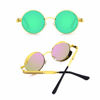 Picture of Ronsou Steampunk Style Round Vintage Polarized Sunglasses Retro Eyewear UV400 Protection Matel Frame golden frame/green lens