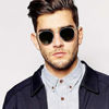 Picture of Small Round Polarized Sunglasses for Men Women Mirrored Lens Classic Circle Sun Glasses (Silver Frame/Black Lens)