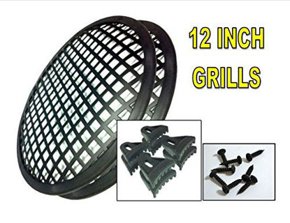 Picture of Speaker Grills 2 Pieces 12" INCH Grill Waffle SUB WOOFER Clips and Screw