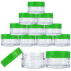 Picture of Beauticom 20 gram/20ml Empty Clear Small Round Travel Container Jar Pots with Lids for Make Up Powder, Eyeshadow Pigments, Lotion, Creams, Lip Balm, Lip Gloss, Samples (48 Pieces, Green)