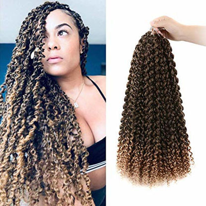 Picture of 7 Packs 18inch Passion Twist Hair Crochet Braid Hair Synthetic Ombre Color Hair Passion Twist Hair Water Wave Crochet Braidig Hair Exntesion (18'' 7Packs, T27#)