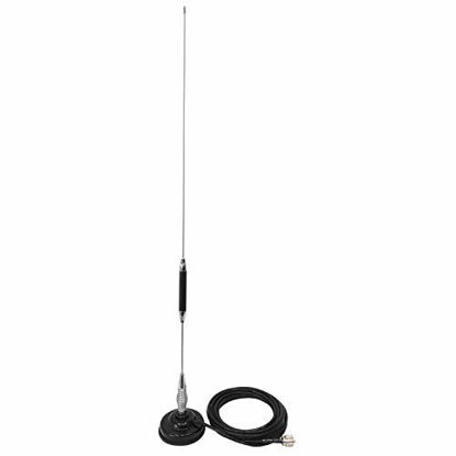 Picture of Nagoya CB-72 28" CB Antenna (26-28 MHz), Center Coil-Loaded Heavy Duty Spring with Magnetic Mount, Includes 18' of RG-58A/U Cable with a PL-259 Connector