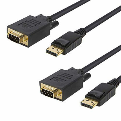 Picture of DP to VGA Cable 6ft, [2-Pack] CableCreation DisplayPort to VGA Cable Gold Plated, DP Male to VGA Male Cable, Black