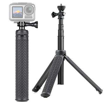 Picture of SOONSUN 3-in-1 Aluminum Telescoping Selfie Stick Waterproof Monopod Pole Handheld Grip with Tripod Stand for GoPro Hero 8, 7, 6, 5, 4, 3, 2, 1, Fusion, Session, AKASO, SJCAM Cameras and Cell Phones