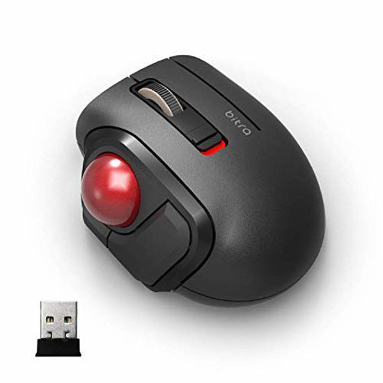 Picture of ELECOM 2.4GHz Wireless Thumb-Operated Compact-Size Trackball Mouse 5-Button Function Smooth Tracking, Less-Noise Precision Optical Gaming Sensor with Semi-Hard Case (M-MT1DRSBK)