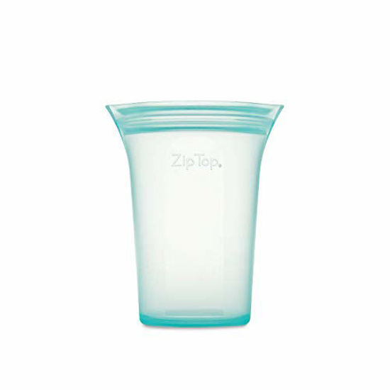 Picture of Zip Top Reusable 100% Platinum Silicone Containers - Medium Cup - Teal