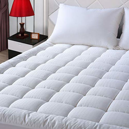 Picture of EASELAND Full Size Mattress Pad Pillow Top Mattress Cover Quilted Fitted Mattress Protector Cotton Top 8-21" Deep Pocket Cooling Mattress Topper