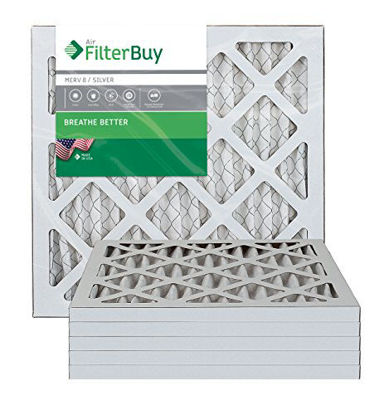 Picture of FilterBuy 11.25x11.25x1 MERV 8 Pleated AC Furnace Air Filter, (Pack of 6 Filters), 11.25x11.25x1 - Silver
