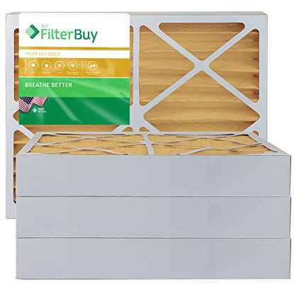 Picture of FilterBuy 14x30x4 MERV 11 Pleated AC Furnace Air Filter, (Pack of 4 Filters), 14x30x4 - Gold