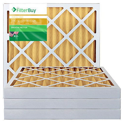 Picture of FilterBuy 22x22x2 MERV 11 Pleated AC Furnace Air Filter, (Pack of 4 Filters), 22x22x2 - Gold