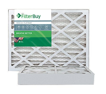 Picture of FilterBuy 13.25x13.25x4 MERV 13 Pleated AC Furnace Air Filter, (Pack of 2 Filters), 13.25x13.25x4 - Platinum
