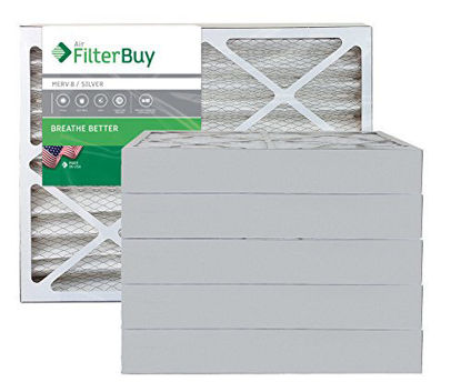 Picture of FilterBuy 24x28x4 MERV 8 Pleated AC Furnace Air Filter, (Pack of 6 Filters), 24x28x4 - Silver