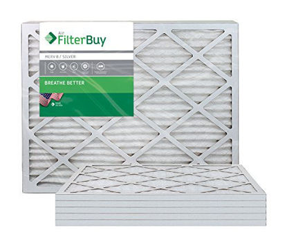 Picture of FilterBuy 25x32x1 MERV 8 Pleated AC Furnace Air Filter, (Pack of 6 Filters), 25x32x1 - Silver