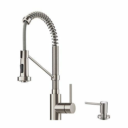 Picture of Kraus KPF-1610SFS-KSD-43SFS Bolden 18-Inch Single Handle Commercial Style Pull-Down Kitchen Faucet with Soap Dispenser, Spot Free Stainless Steel