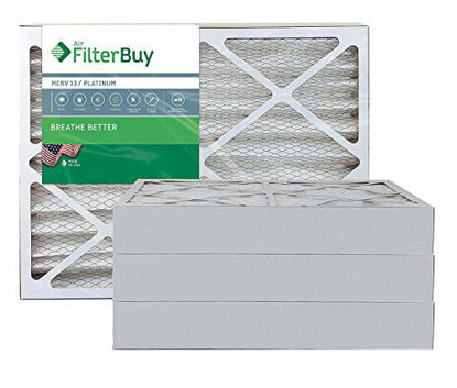 Picture of FilterBuy 25x29x4 MERV 13 Pleated AC Furnace Air Filter, (Pack of 4 Filters), 25x29x4 - Platinum
