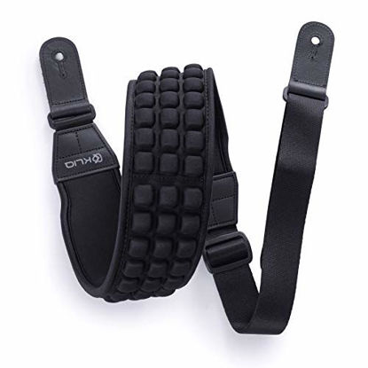 Picture of KLIQ AirCell Guitar Strap, SHORT, for Bass & Electric Guitar with 3" Wide Neoprene Pad and Adjustable Length from 38" to 44" (SHORT), Black