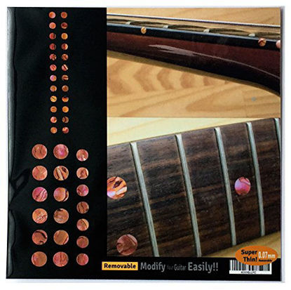 Picture of Inlay Sticker Fret Markers for Guitars & Bass - Custom Dots Set - Abalone Red